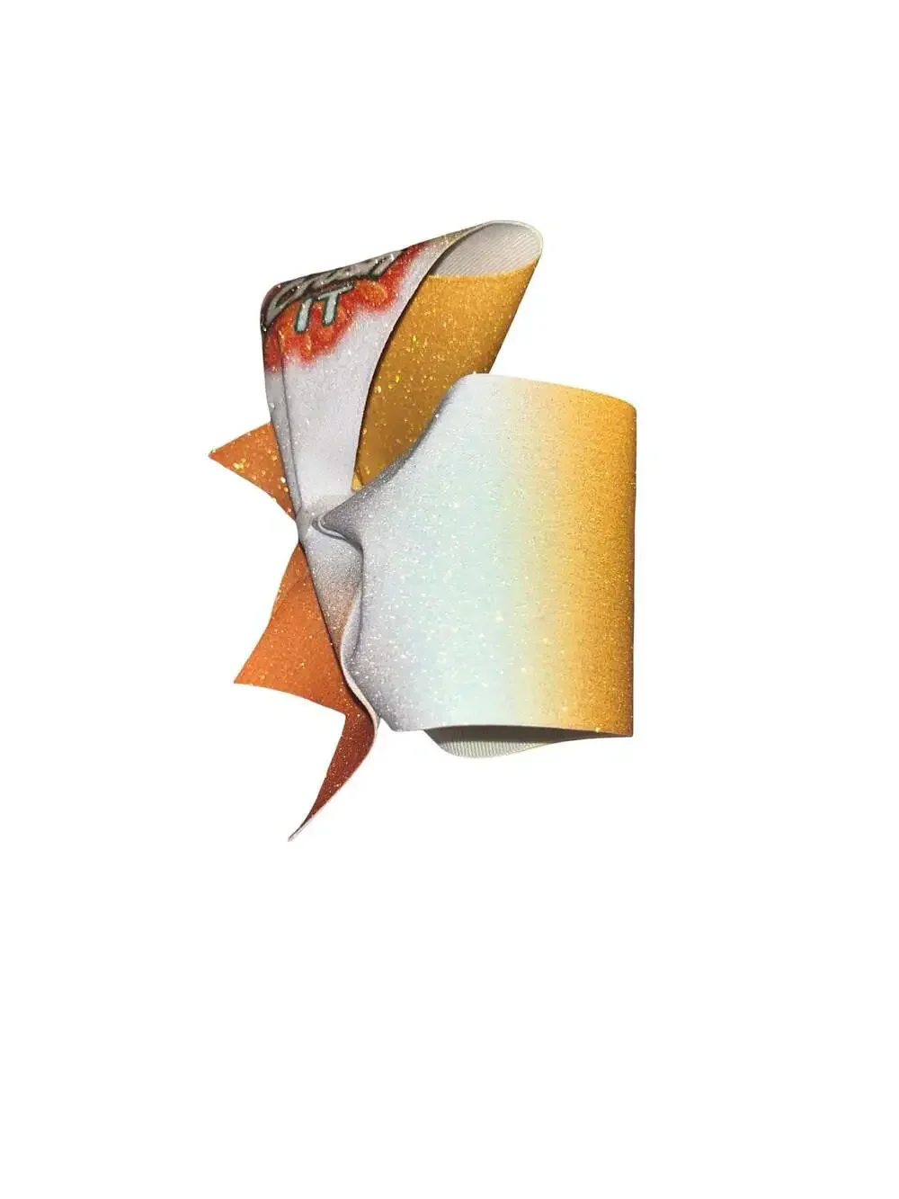 Crush It Glitter Cheer Bow with Orange Gradient and White Ribbon